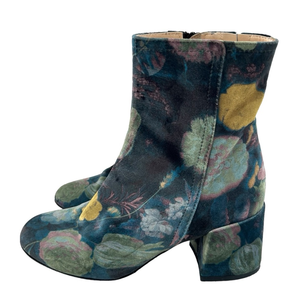 MISS L-FIRE Anthropologie Jeanie Floral Velvet Ankle Boots 38